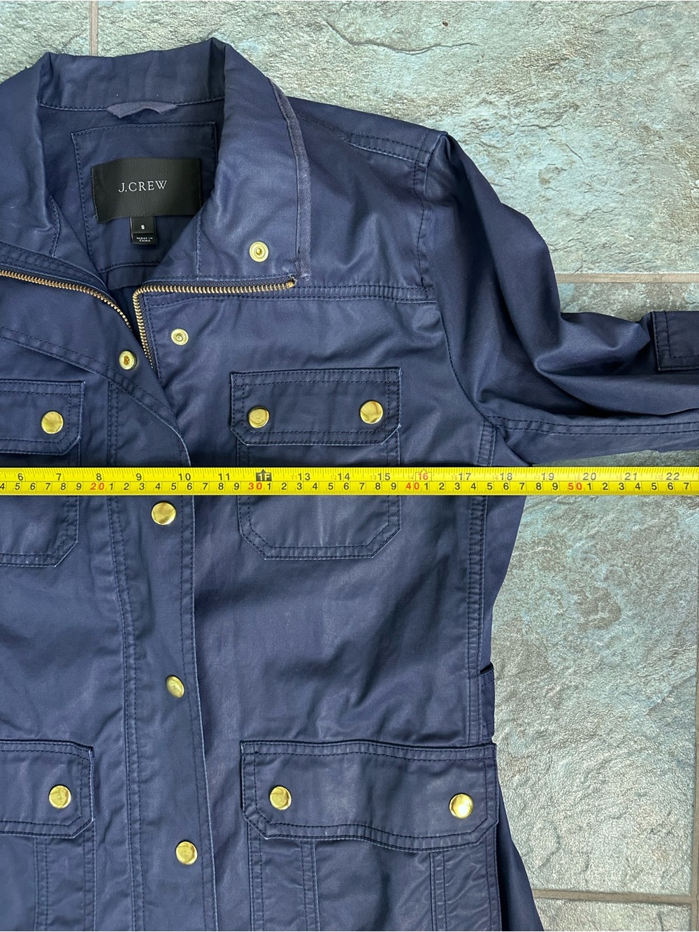 J.Crew Navy Blue Utility Field Jacket Womens Size Small Zip Snap Lightweight - Picture 8 of 9
